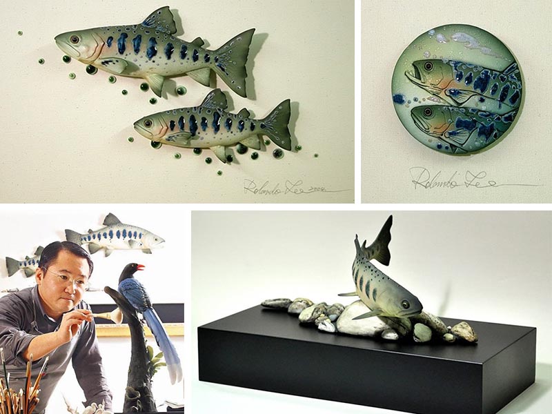 台灣陶瓷工藝 櫻花鉤吻鮭創作 Taiwan specialty animal porcelain Taiwan fish porcelain